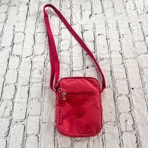 Kipling Crossbody Bag Light Red Adjustable Pockets Travel Lightweight Logo